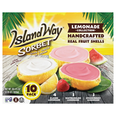 Island Way Sorbet Assorted Lemonade Collection Classic, Strawberry, Watermelon, 30.4 Fz, 10 Count - 30.4 fl oz - Image 2