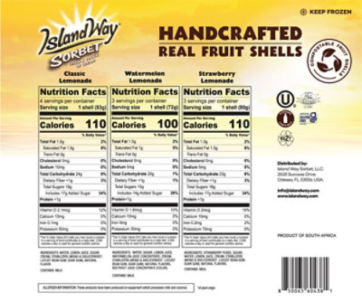 Island Way Sorbet Assorted Lemonade Collection Classic, Strawberry, Watermelon, 30.4 Fz, 10 Count - 30.4 fl oz - Image 5