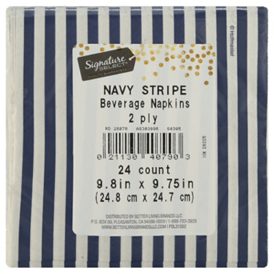 S Sel Navy Stripe Bev Napkins - 24 ct - Image 2