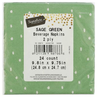 S Sel Sage Green Bev Napkins - 24 ct - Image 2