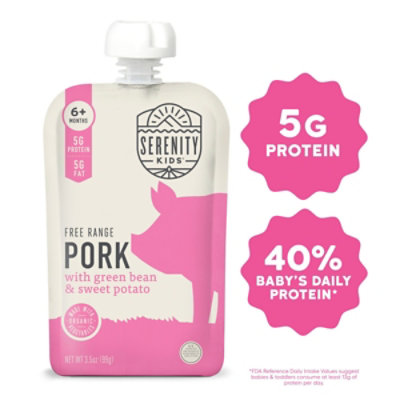 Serenity Kids Free Range Pork With Organic Green Beans And Sweet Potato Baby Food - 3.5 oz - Image 1