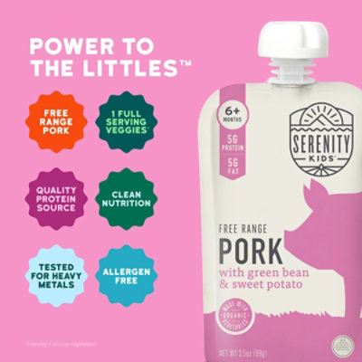 Serenity Kids Free Range Pork With Organic Green Beans And Sweet Potato Baby Food - 3.5 oz - Image 2