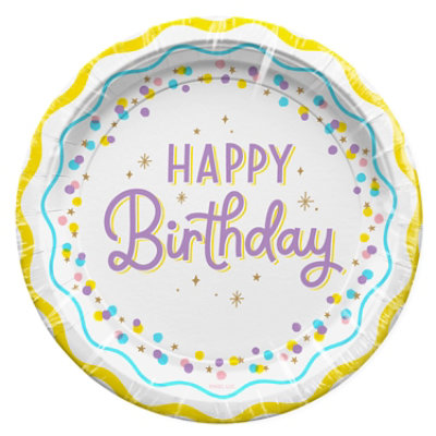 American Greetings  7 Inch Birthday Dessert Plates Happy Birthday Confetti Design 10 Count - Each - Image 2