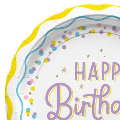 American Greetings  7 Inch Birthday Dessert Plates Happy Birthday Confetti Design 10 Count - Each - Image 3