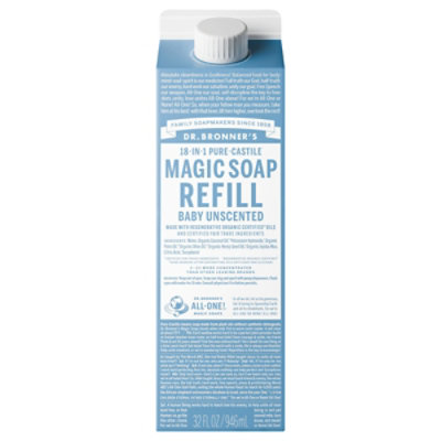 Dr Bronner Soap Refill Baby Unscent - 32 fl oz - Image 1