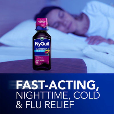 Vicks Nyquil Elderberry Flavor Cold & Flu Relief Liquid Medicine, - 12 fl oz - Image 4