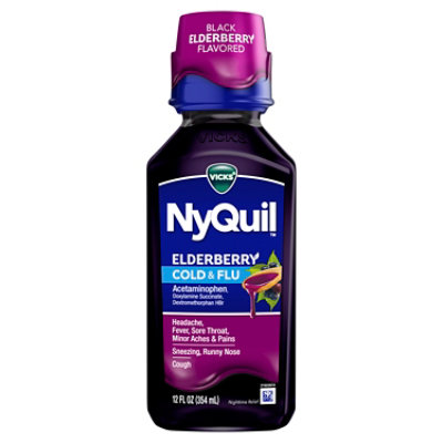 Vicks Nyquil Elderberry Flavor Cold & Flu Relief Liquid Medicine, - 12 fl oz - Image 7