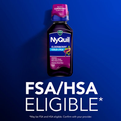 Vicks Nyquil Elderberry Flavor Cold & Flu Relief Liquid Medicine, - 12 fl oz - Image 6
