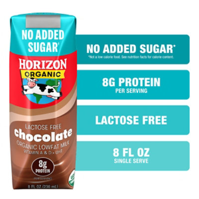 Horizon Organic Shelf Stable Lactose Free No Added Sugar 1% Lowfat Chocolate Milk Box, 8 Fl Oz - 8.0 oz - Image 1