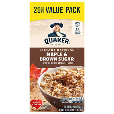 Quaker Instant Oatmeal Maple & Brown Sugar Flavor 1.51 Oz 20 Count - 30.3 oz - Image 2