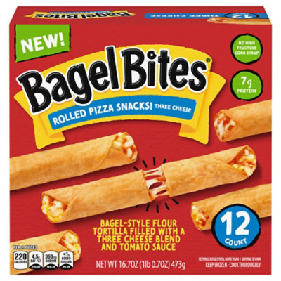 Bagel Bites Three Cheese Rolled Pizza Snacks, 12 Ct, 16.7 Oz Box - 16.7 oz - Image 2