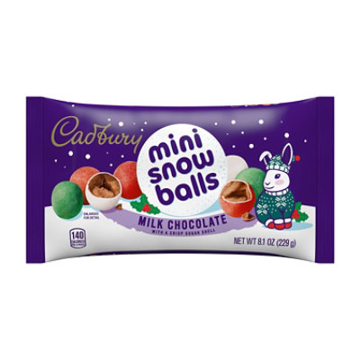 Cadbury Mini Snowballs Milk Chocolate Christmas Candy Bag - 8.1 Oz - Image 1