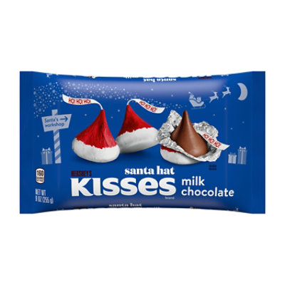 Hersheys Kisses Milk Chocolate Santa Hat Christmas Candy Bag - 9 Oz - Image 1