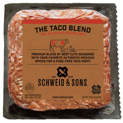 Schweid & Sons The Taco Blend Pre-seasoned Ground Beef 16oz - 16 OZ - Image 1