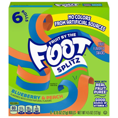 Bc Fruit By The Foot Splitz Peach Blueberry 6ct - 4.5 oz - Image 1