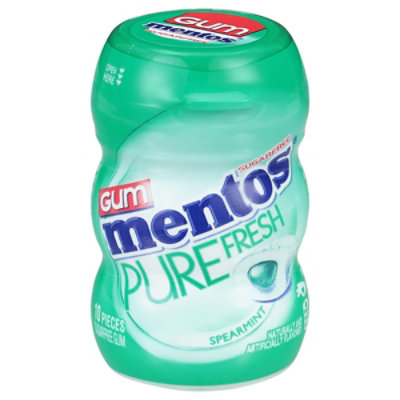 Mentos Pure Fresh Sugar-free Chewing Gum, Spearmint, 10 Piece Bottle - 10 pcs - Image 1
