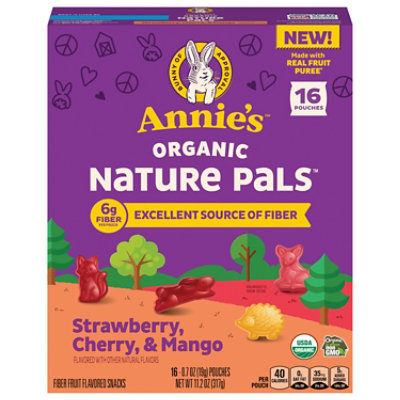 Annies Organic Nature Pals Strawberry, Cherry, Mango Fruit Snacks 16ct - 11.2 oz - Image 2