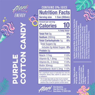 Alani Nu Purple Cotton Candy Sugar Free Energy Drink Can - 12 fl oz - Image 2