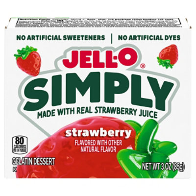 Jell-o Simply Strawberry Gelatin Dessert Mix, 3.0 Oz Box - 85.0 GR - Image 1