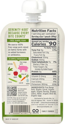 Serenity Kids Free Range Pork And Apple With Organic Parsnip, Carrot, Celery & Sage Baby Food - 3.5 oz - Image 7