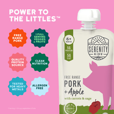 Serenity Kids Free Range Pork And Apple With Organic Parsnip, Carrot, Celery & Sage Baby Food - 3.5 oz - Image 2