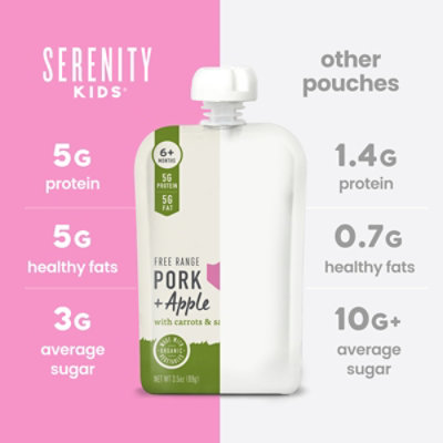 Serenity Kids Free Range Pork And Apple With Organic Parsnip, Carrot, Celery & Sage Baby Food - 3.5 oz - Image 3