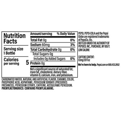 Pepsi Zero Sugar Soda Vanilla Creme, 20 Fl Oz - 20 fl oz - Image 3