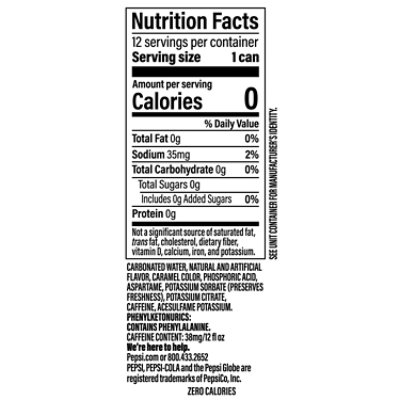 Pepsi Zero Sugar Soda Vanilla Creme - 12-12 fl oz - Image 2