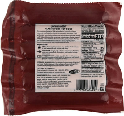Johnsonville Fully Cooked Pork Hot Dogs 14oz - 14 OZ - Image 5