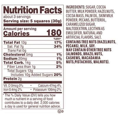 Rocher Milk Chocolate Pecan Tablet 3.1oz / 90g - 3.1 oz - Image 2