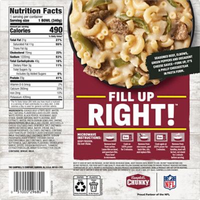 Campbell's Chunky Philly Cheesesteak Mac & Cheese Bowl 12 Oz - 12.0 oz - Image 6