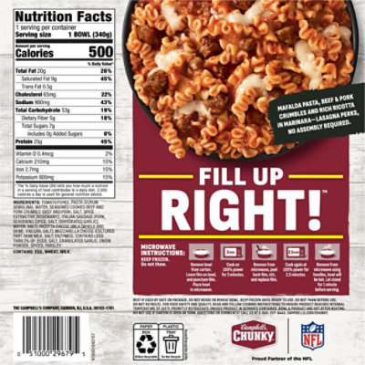 Campbell's Chunky Meat Lovers' Lasagna Bowl 12 Oz - 12 oz - Image 7