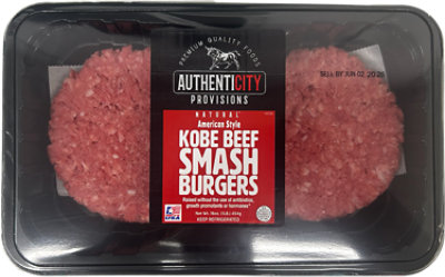 Authenticity Provisions American Style Kobe Beef Smash Burgers 16oz - 16 OZ - Image 1
