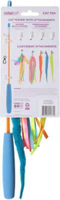 Cat Wand W Interchangeable Attachments, 3 Worms, 1 Curly Ribbon, 1 Feather&ribbon - 3 ct - Image 3