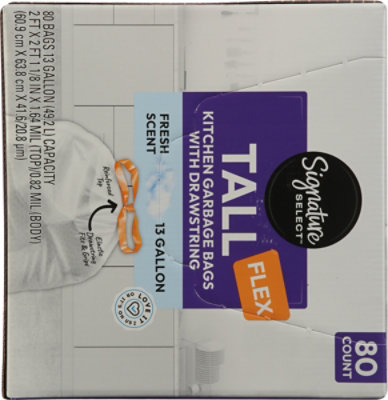 Signature Select Bag Flex Tall Drawstring Fresh Scent 13 Gallon 80 Ct - 80 ct - Image 3