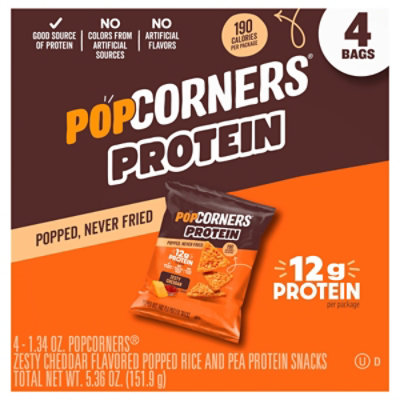 Popcorners Popped Corn Snacks Protein Zesty Cheddar - 4 ct - Image 1