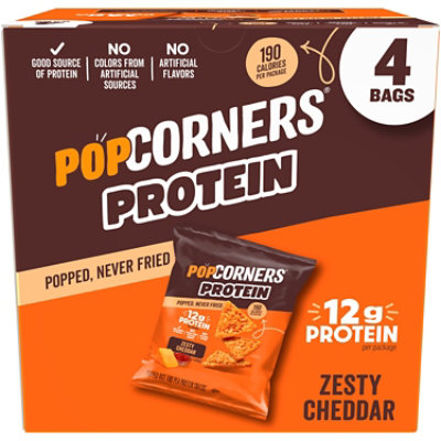 Popcorners Popped Corn Snacks Protein Zesty Cheddar - 4 ct - Image 2