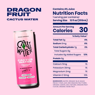 Caliwater Dragonfruit Cactus Water 12 Fz - 12 fl oz - Image 1