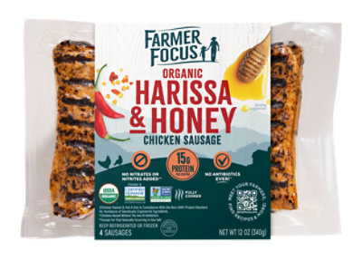 Farmer Focus Organic Harissa & Honey Chicken Sausage 12oz - 12 OZ - Image 1