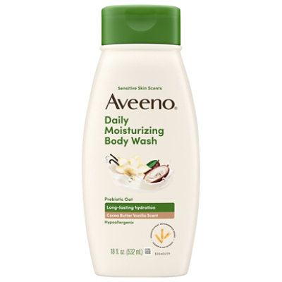 Aveeno Daily Moisturizing Body Wash, Cocoa Butter Vanilla Scent,  Sensitive Skin Scents, 18 Oz - 18 fl oz - Image 1