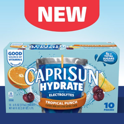 Capri Sun Hydrate With Electrolytes Flavored Drink With Other Natural Flavor, 10 Pouches, For On-the - 10-6 FZ - Image 3