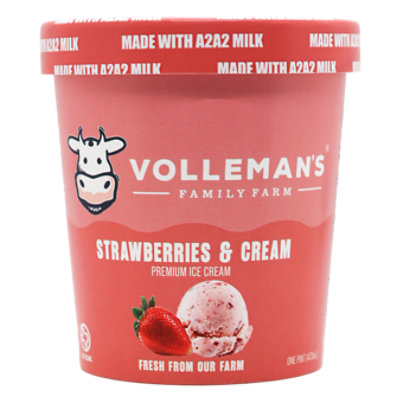 Vollemans Strawberries & Cream Ice Cream - 1 Pint - Image 1