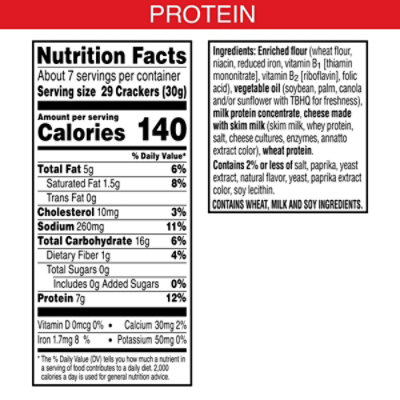 Cheez-It Protein Baked Snack Crackers Original 7g Protein - 7.3 Oz - Image 2