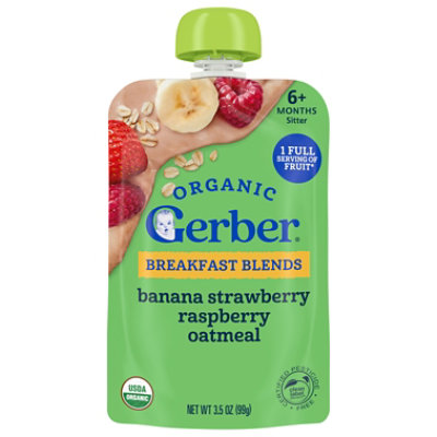 Us Gerber Organic Banana Strawberry Raspberry Oatmeal Puree 3.5 Oz/99g Pouch - 3.5 oz - Image 1