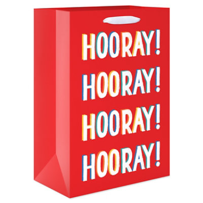 American Greetings 10 in. Red Medium Gift Bag Hooray! (1-Count) - Image 1