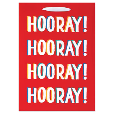 American Greetings 10 in. Red Medium Gift Bag Hooray! (1-Count) - Image 5