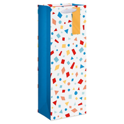 American Greetings 12.75 in. White Beverage Gift Bag with Hang Tag Multi-color Confetti (1-Count) - Image 1