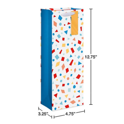 American Greetings 12.75 in. White Beverage Gift Bag with Hang Tag Multi-color Confetti (1-Count) - Image 2