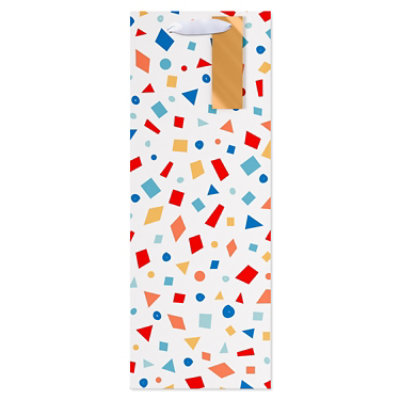 American Greetings 12.75 in. White Beverage Gift Bag with Hang Tag Multi-color Confetti (1-Count) - Image 4