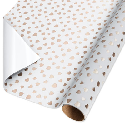 American Greetings 15 Sq. ft. Wedding Wrapping Paper Foil Hearts (1-Roll 30 in. x 72 in.) - Image 1